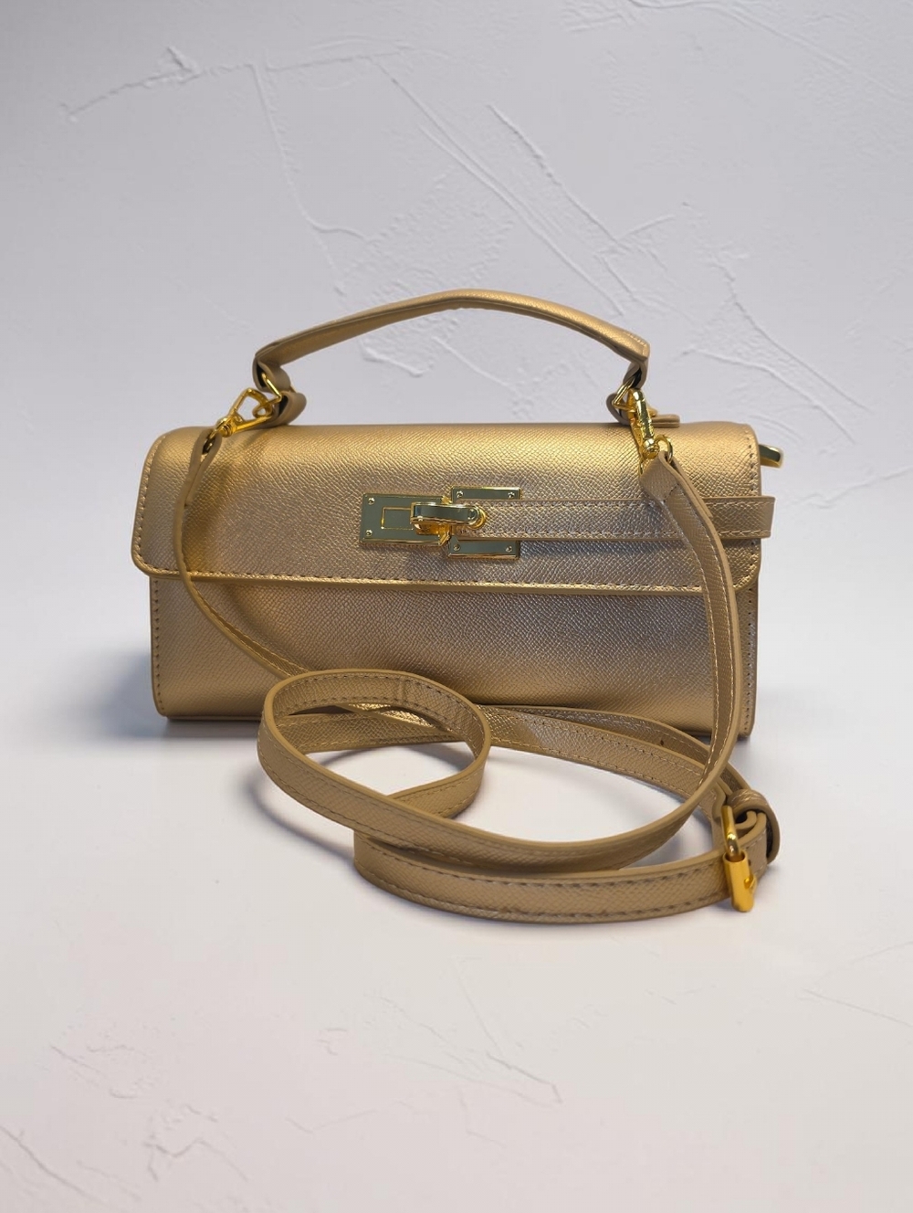 PRICE DROP--Gold Structured East West Pochette Bag By JW Pei NWT - Picture 4 of 6